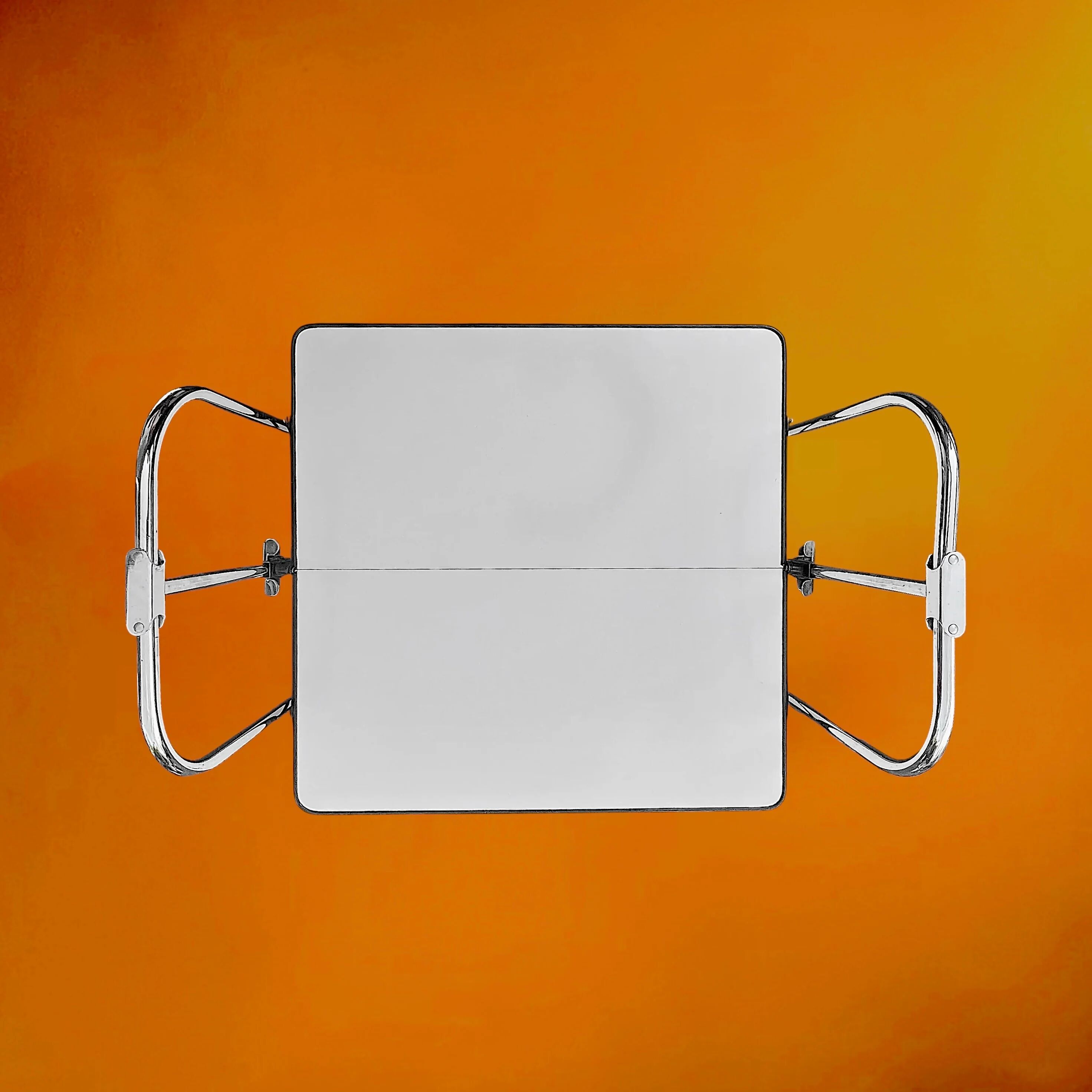 Folding rolling dessert trolley in white formica and chrome metal – 1950s-60s
