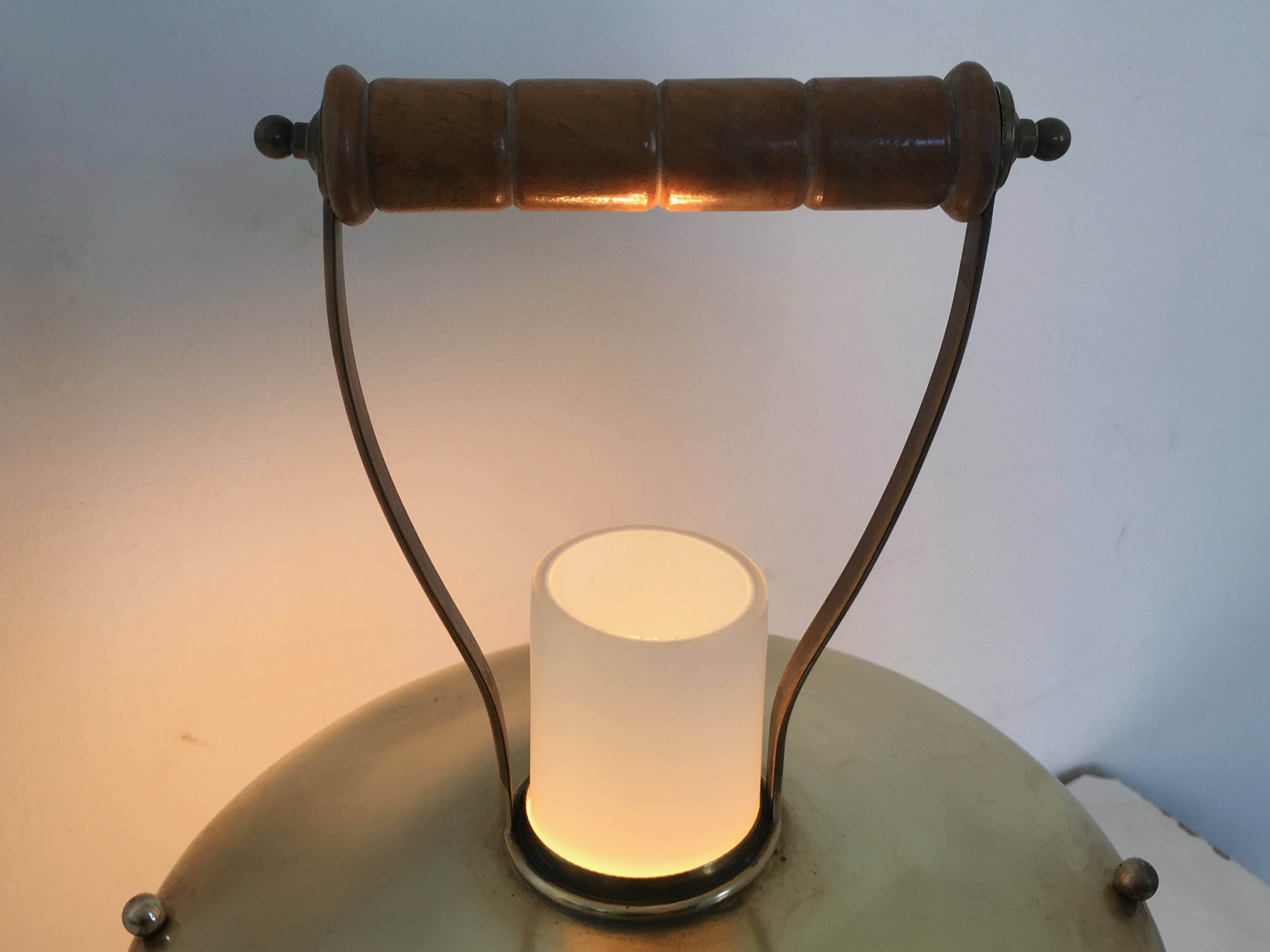 Elegant Vintage Brass and Encased Glass Lantern Table Lamp, Italy