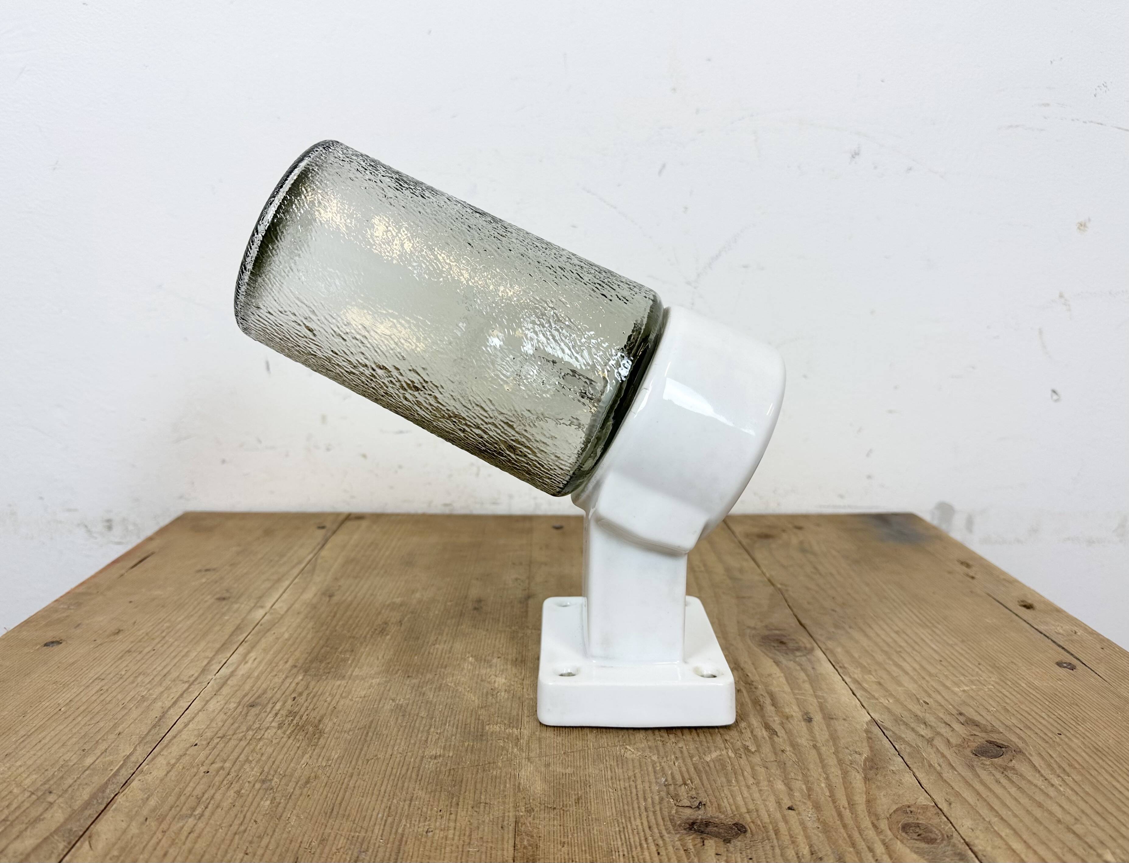 Vintage white porcelain wall light, 1960s