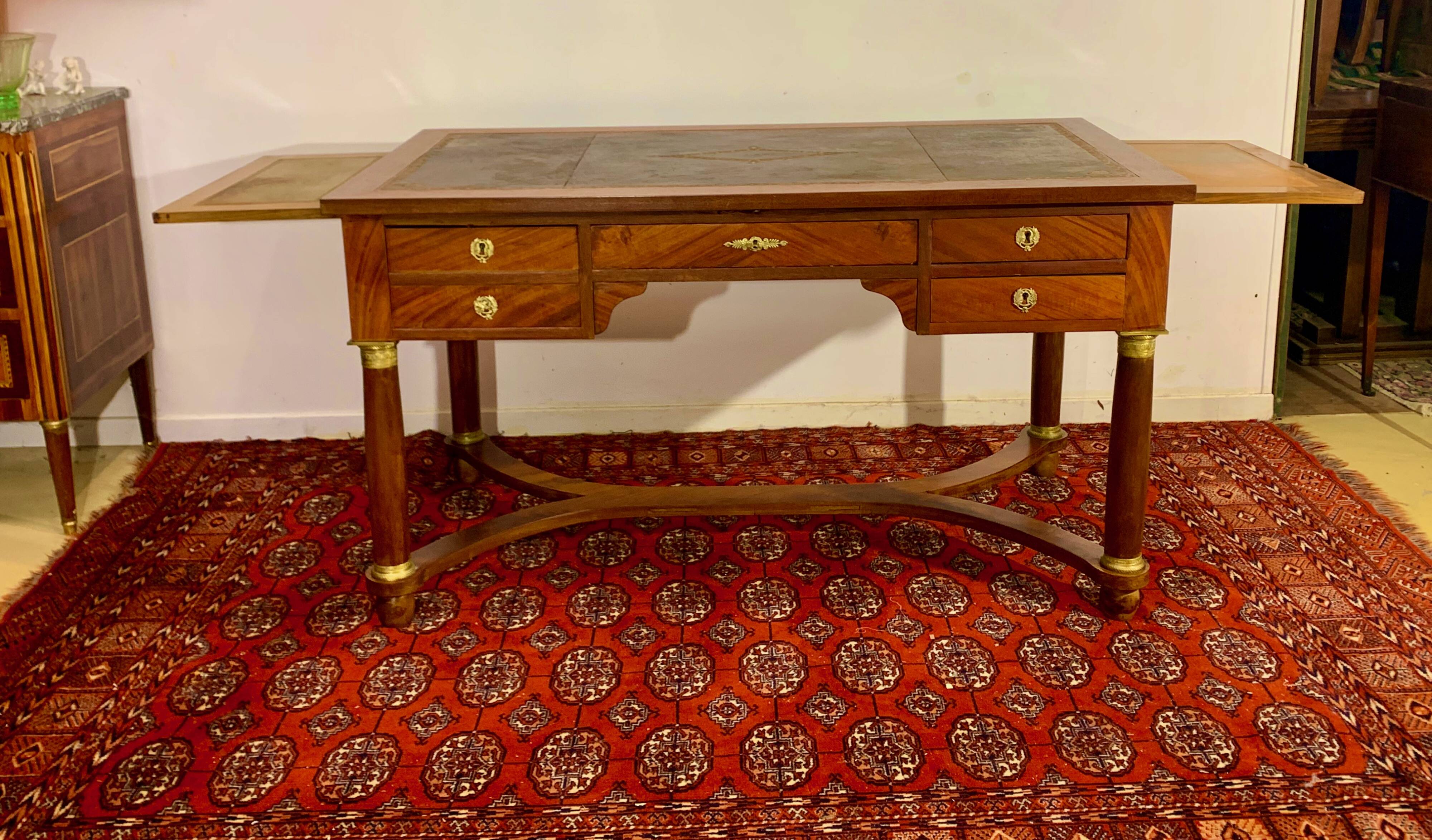 Double-sided EMPIRE Style DESK in Mahogany and gilded bronzes