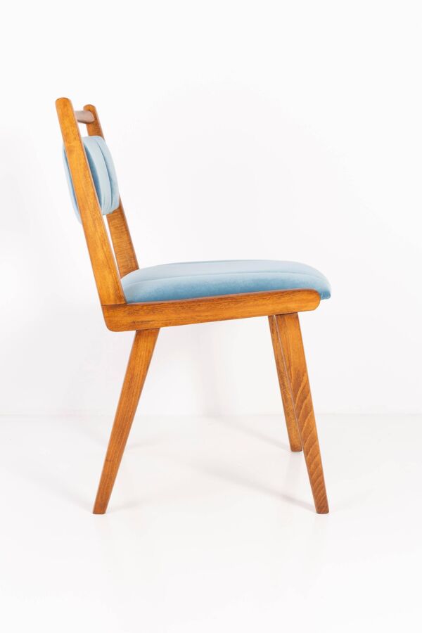 Chaise vintage en velours bleu clair milieu du siècle, Europe, 1960s