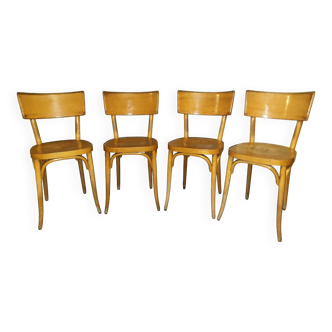 Suite 4 chaises bistrot Baumann 1950