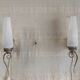 Modernist wall lights in brass and opaline - mid 20th century.