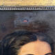 Peinture ancienne huile sur toile portrait femme noeud rouge fin 19eme