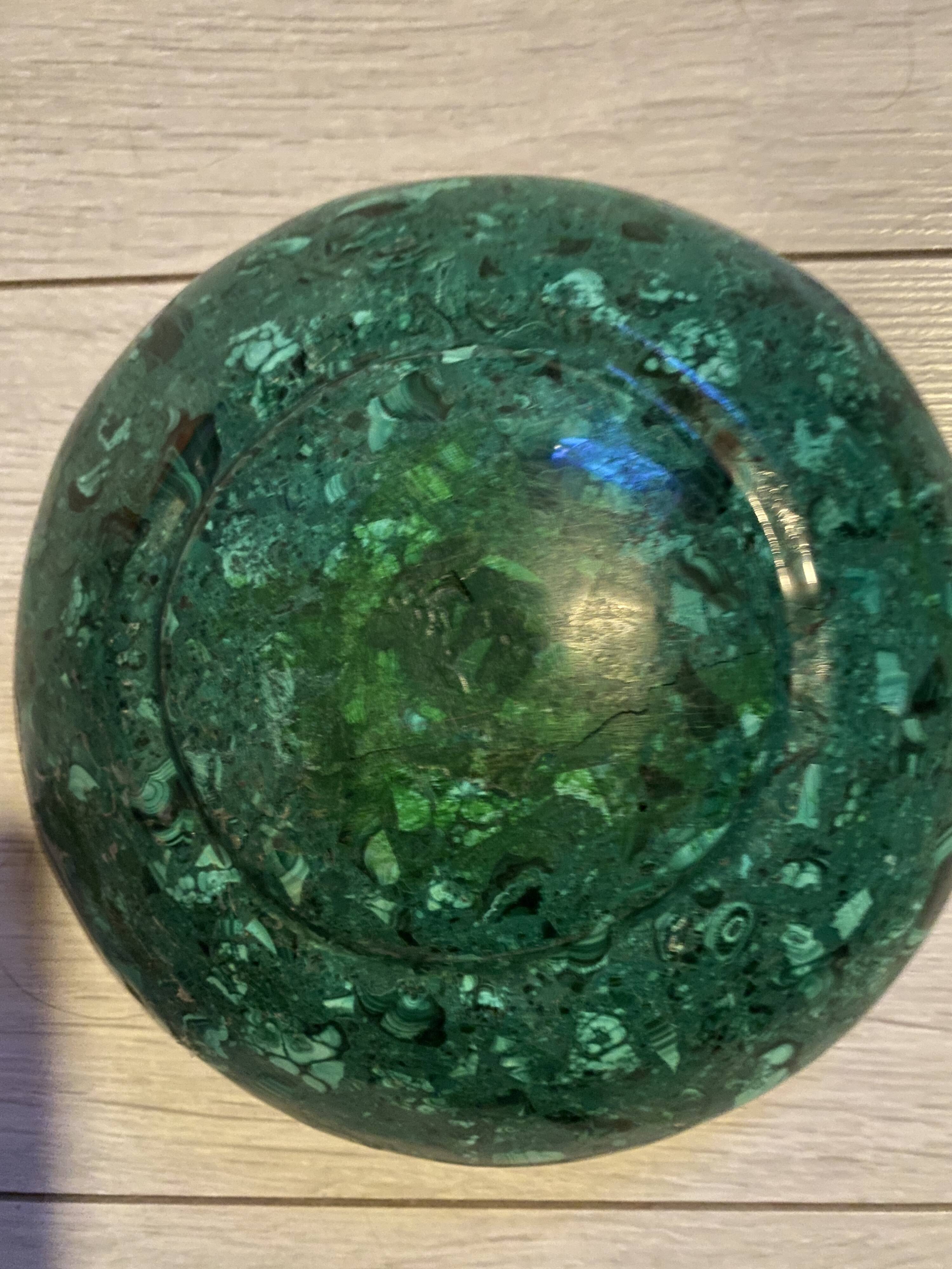 Small salad bowl in genuine malachite