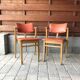 Red Art Deco office chair in wood, Lajos Kozma style, 1940s.