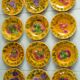 Dessert service of 12 barbotine plates, Sarreguemines, vintage