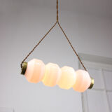 Mid-century opaline & brass pendant lamp