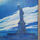 Tableau peinture à l'huile statue de la liberté 1943