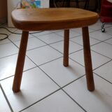 Vintage solid wood stool in brutalist style