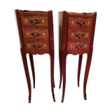 Pair of Louis XV style bedside tables in rosewood marquetry