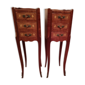 Pair of Louis XV style bedside tables in rosewood marquetry
