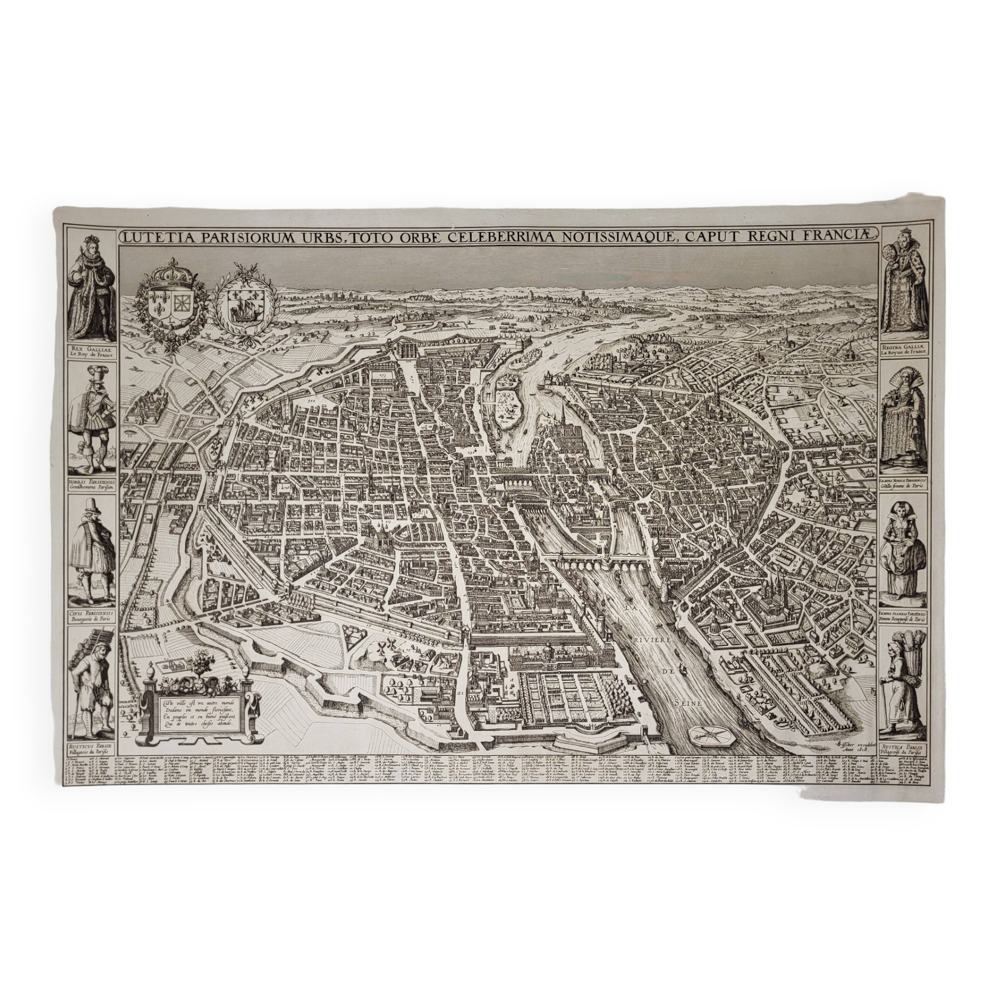 19th century engraving / Plan of Paris / Plan of Visscher