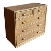 Commode Bambou Rotin tressé vintage
