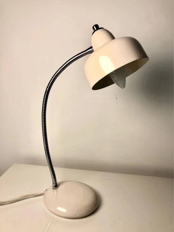 Vintage 1960s articulated metal lamp – off-white
