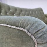 1960s, Danish 2-seater sofa, light green furniture velour, ash wood.