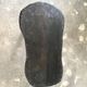 Small old Asian wooden coffee table in Japanese style, kidney-shaped top