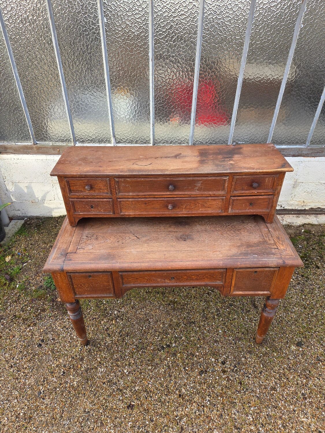 Solid oak desk with drawers