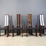 Chaises de salle à manger post-modernes à dossier haut, lot de 4, années 1970