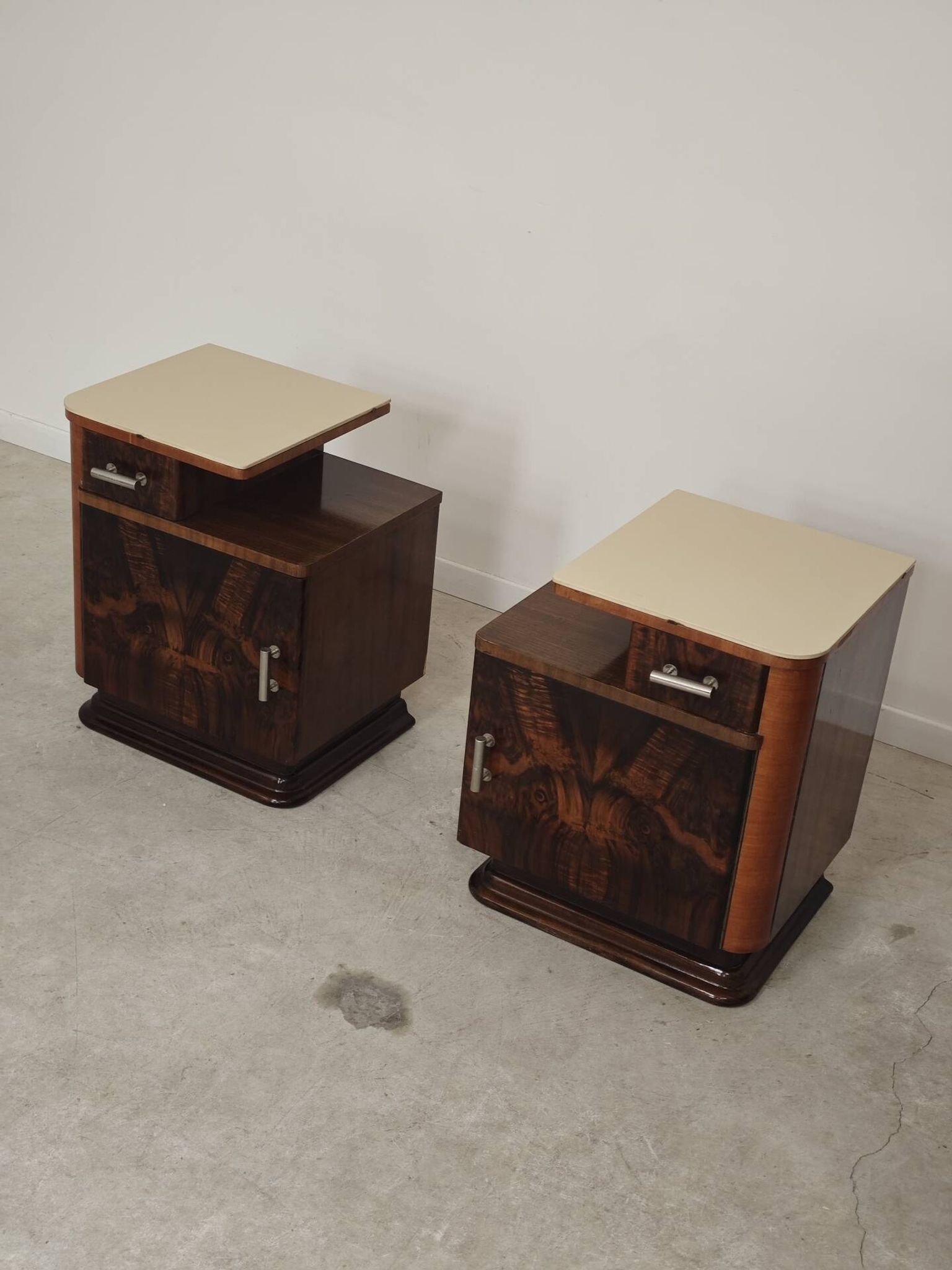 Pair of bedside tables by Jindrich Halabala for Up Zavody art deco 1950