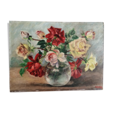 Oil on still life panel with roses