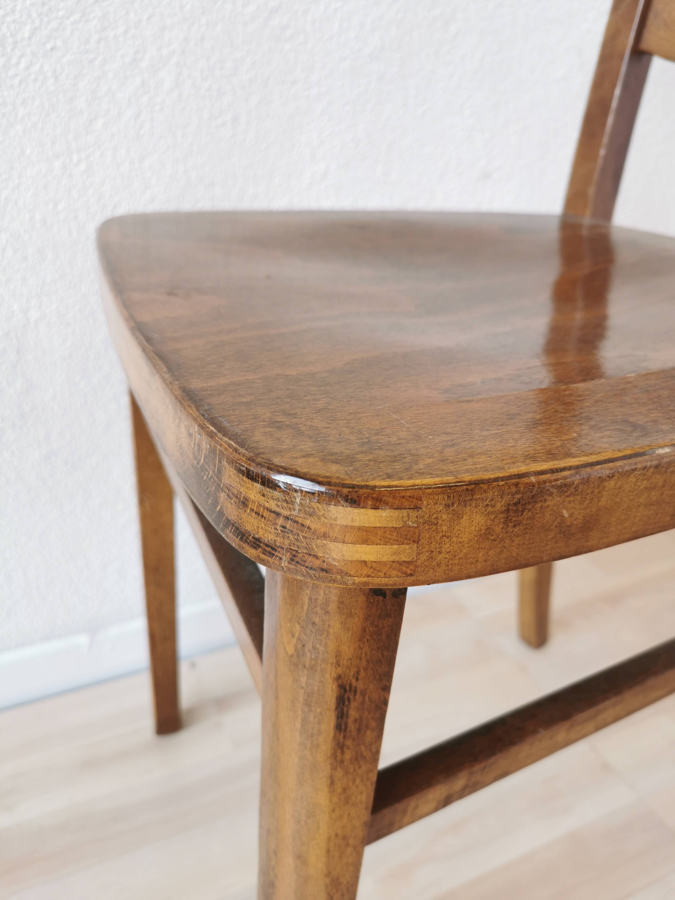 Vintage Wooden Dining Chair: Tyrolean Farmhouse Bistro, 1970s