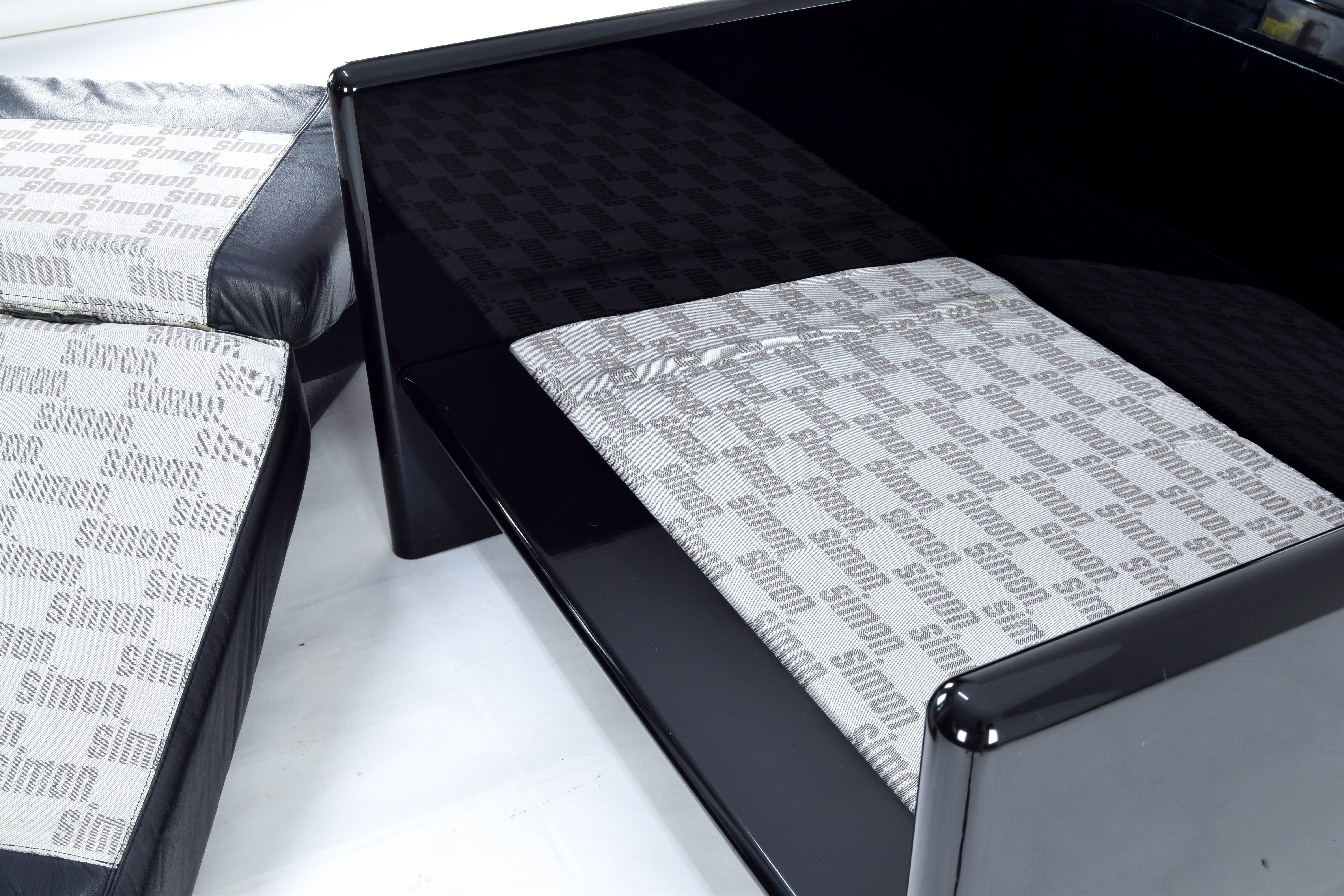 Black Leather Simone Armchair by Ufficio Progetti Gavina for Simon International