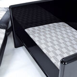 Fauteuil Simone en cuir noir par Ufficio Progetti Gavina pour Simon International
