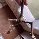 Rare articulated tripod base table lamp in gold-plated brass
