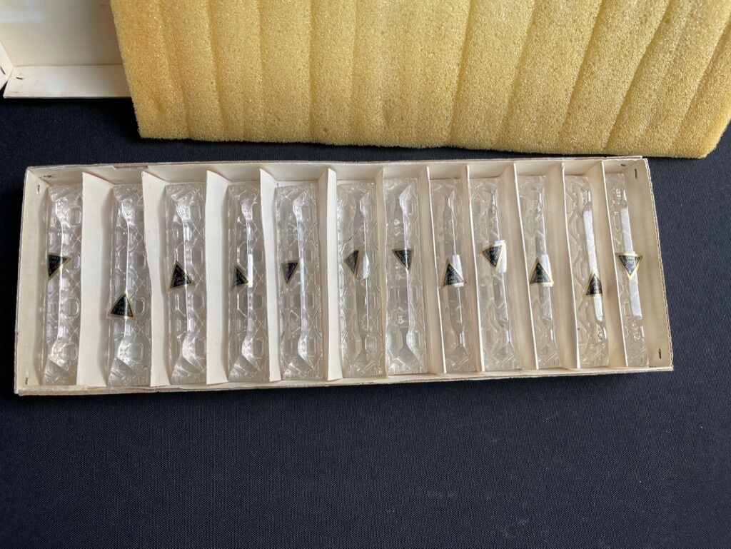 Box of 12 knife holders crystal cut XXe