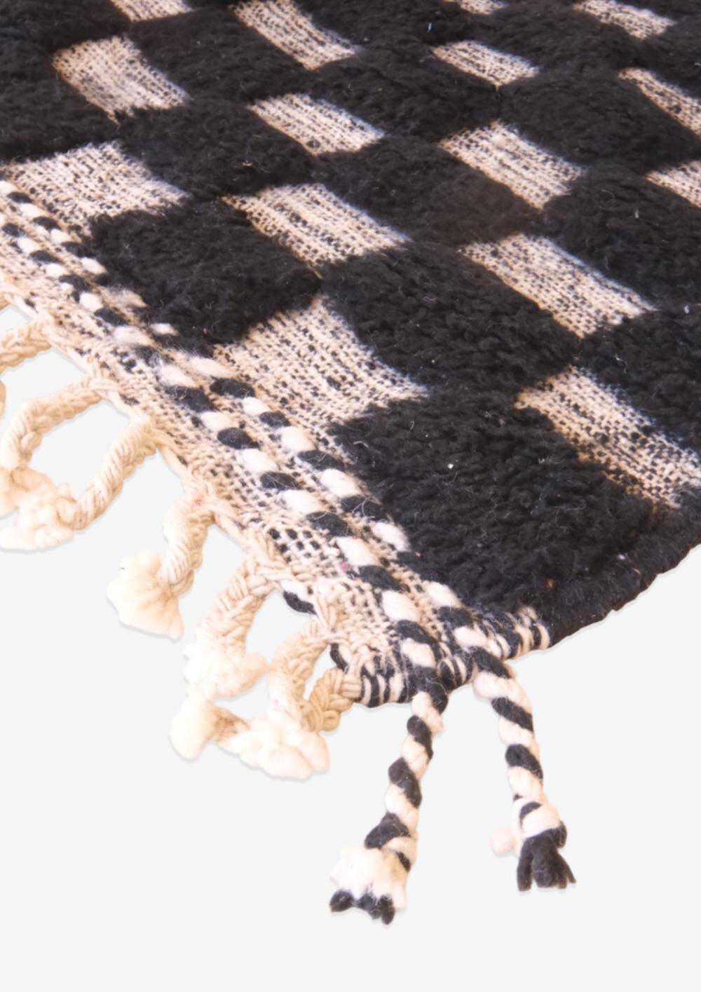 Tapis texturé noir à carreaux - 151 x 124 cm