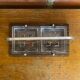 Antique molded glass ashtray + wooden stand & vintage chrome handle