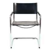 Chaise Bauhaus Mart Stam Marcel Breuer en cuir noir, Fasem 1980s