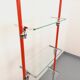 Modular bookshelf in vintage Bauhaus style, red metal, chrome.