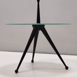 Tripod Beech and Glass Side Table, Italy, 1980s