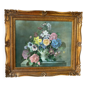 Bouquet de fleurs signé