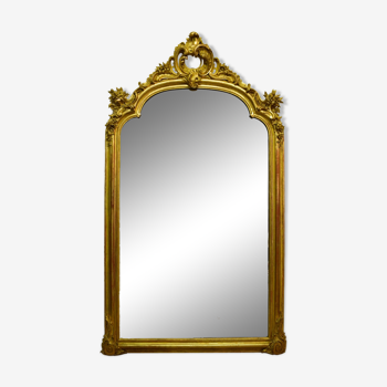 Wooden regency style mirror and gilded stucco 106x186cm