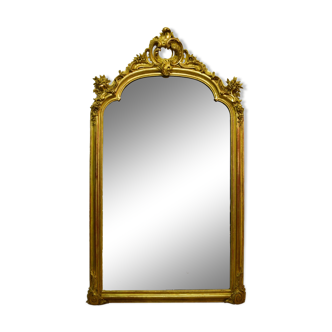 Wooden regency style mirror and gilded stucco 106x186cm