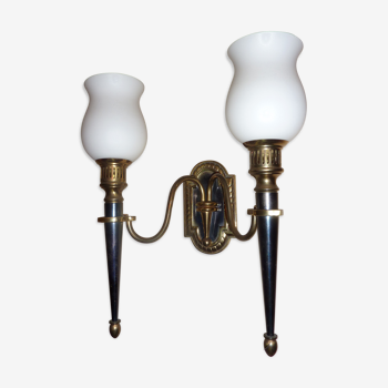 Sconces with globes tulips brass