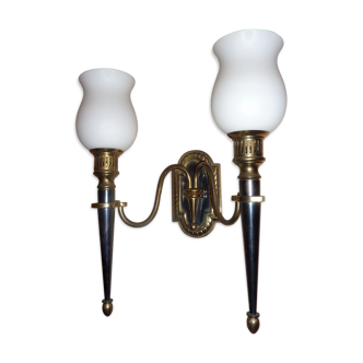 Sconces with globes tulips brass