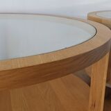 Round Tables with Glass Tops, Set of 3.
