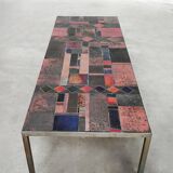 Large Ceramic-Tile Coffee Table by Pia Manu, Handcrafted, Belgium 1960's