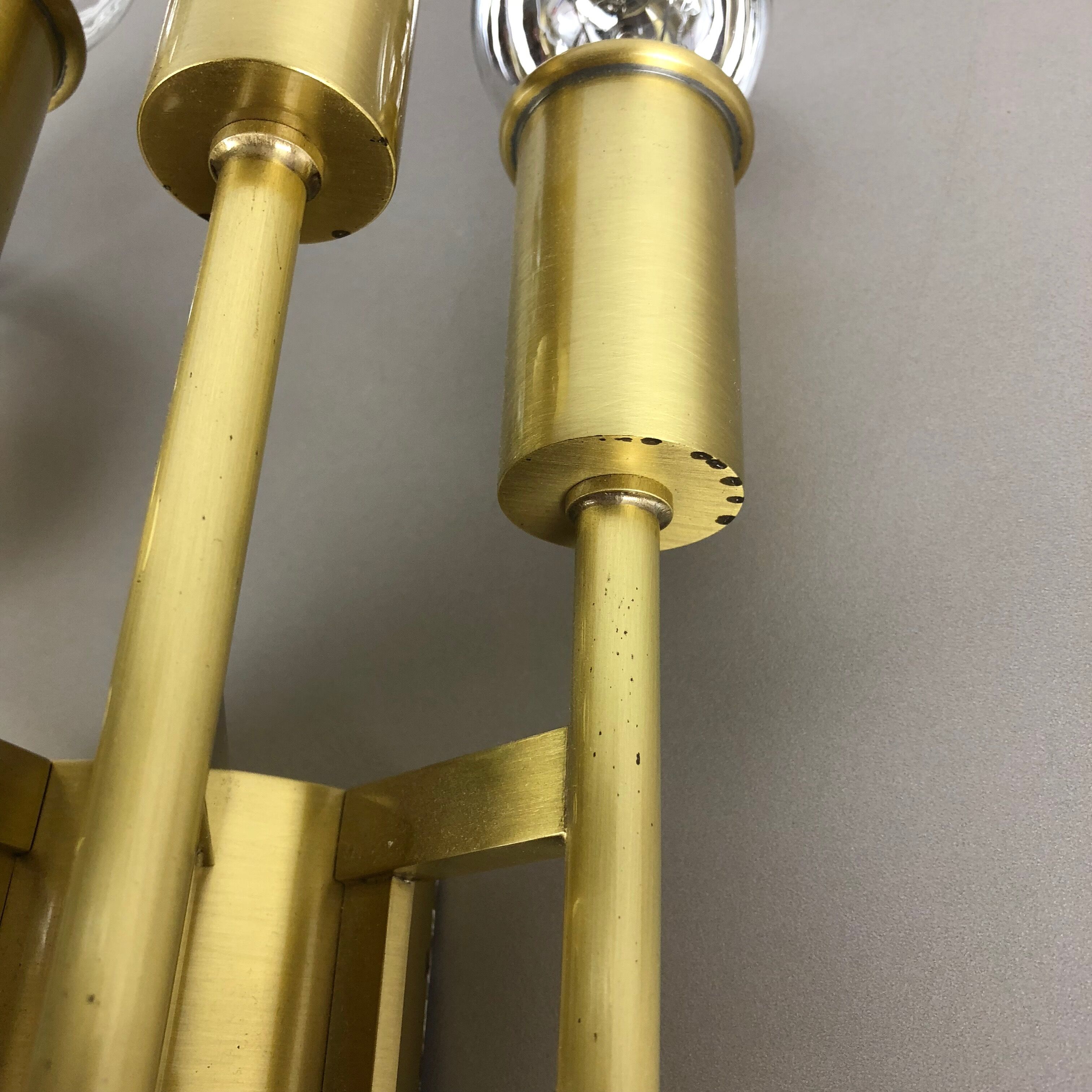 Brass Italian Stillovo Style Theatre Wall Ceiling Light Sconces, Italy, 1970s