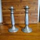 Pair of old Chinese candlesticks in engraved pewter