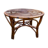 Table ronde en bambou et rotin