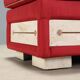 Vintage pouf in fabric and faux marble, Italy, 1950s-1960s.