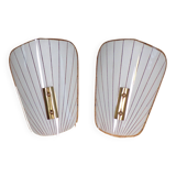 Pair of modernist painted glass wall lights
