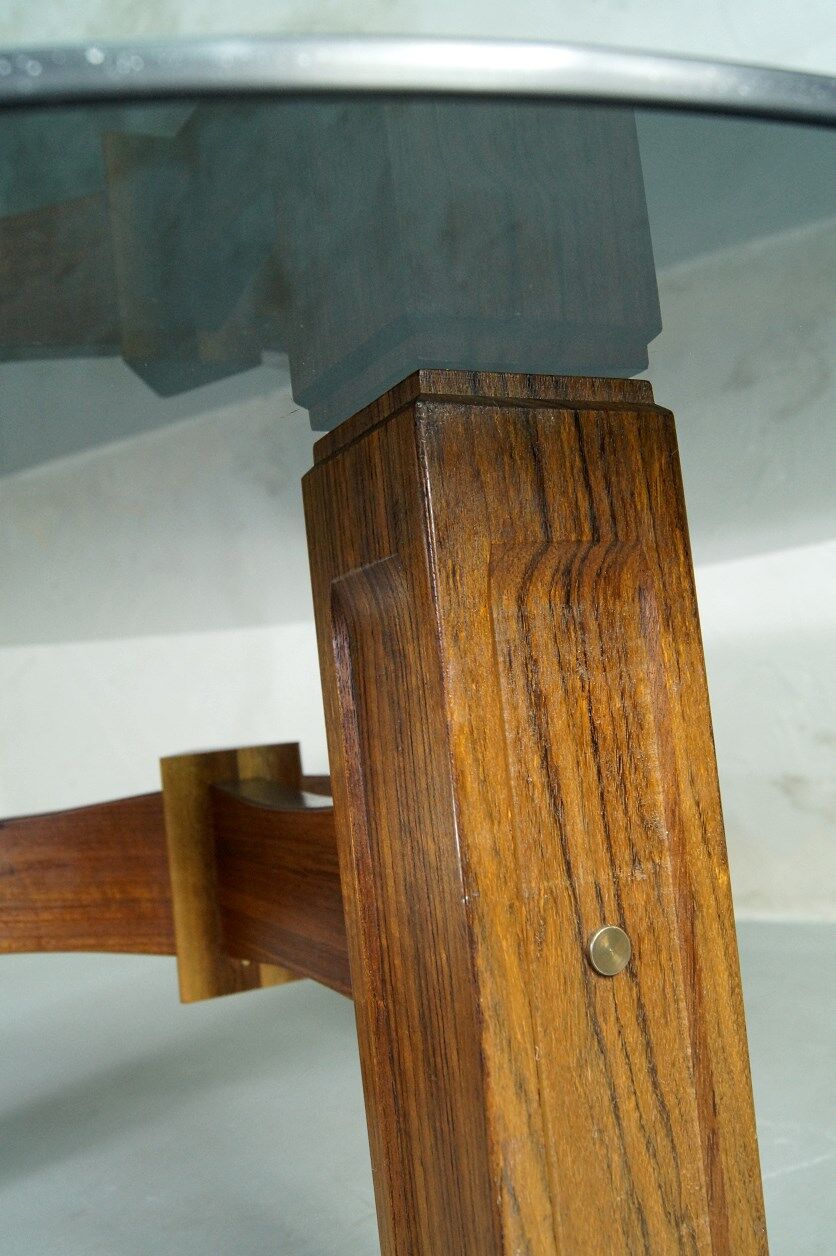 Table basse italienne moderne de bois de rose années 60