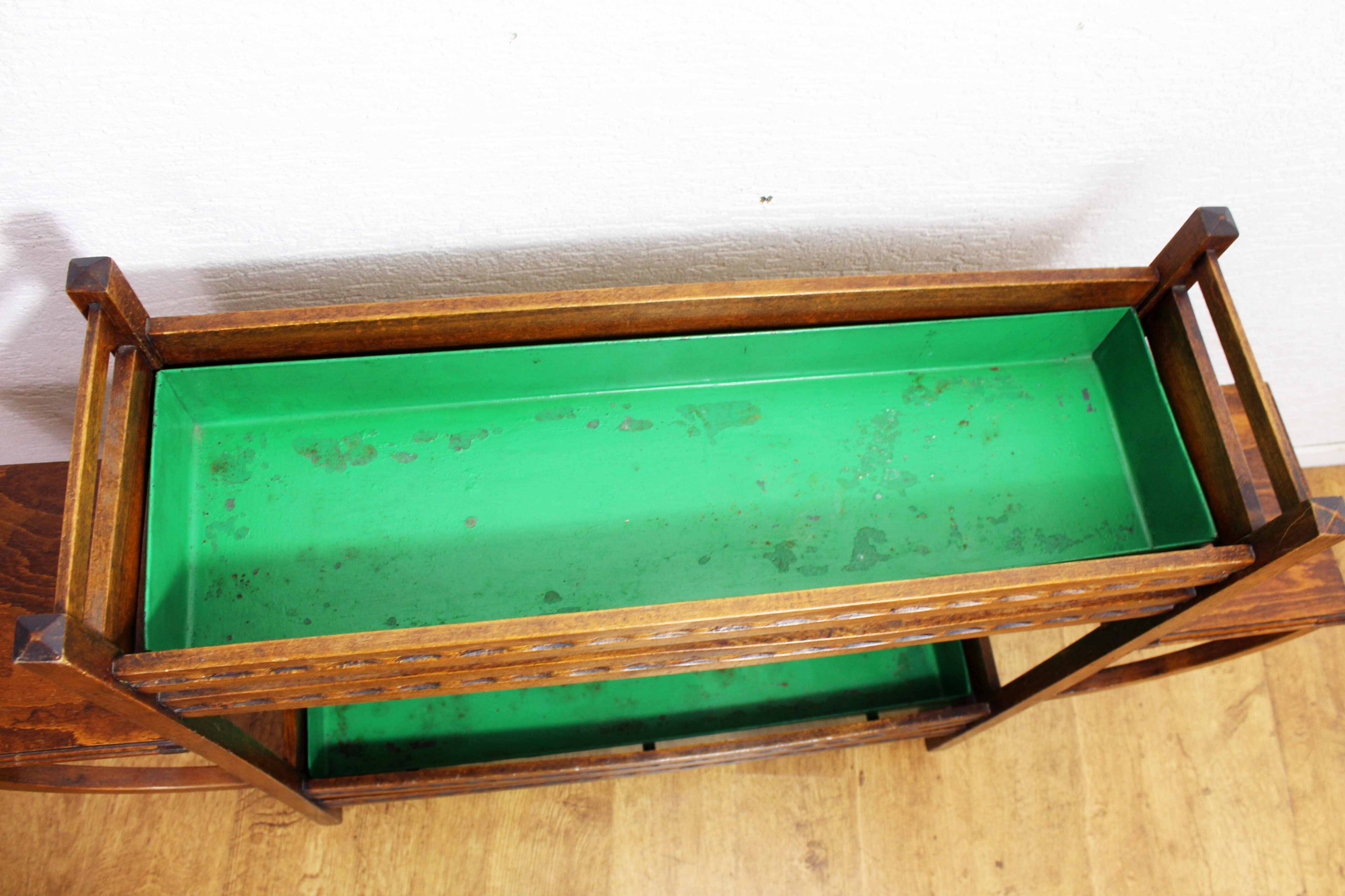 Art Deco planter in wood and zinc