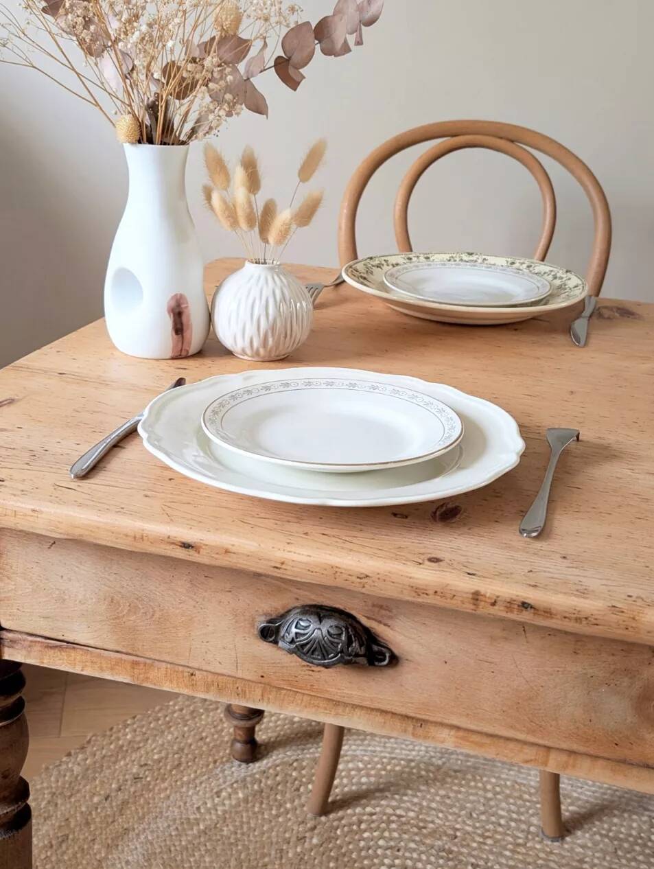 Renovated solid wood farmhouse table
